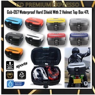Motorcycle GSB-057 Waterproof Hard Shield With 2 Helmet Top Box 47L