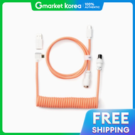 Keychron | สายชาร์จ Keychron 8K Pastel Aviation Cable Coil หัว USB Type-C แบบหักมุม สีชมพู-ส้ม