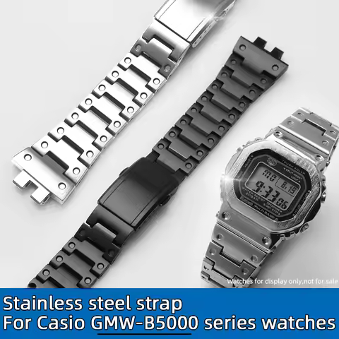 GMWB5000 case+Strap Metal Mod Kit For G-SHOCK 3459 Casio Small Silver Block GMW-B5000 Steel Band men