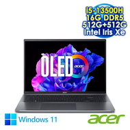 【硬碟升級特仕版】ACER Swift Go 16 SFG16-71-55WZ 灰 16吋Evo筆電 (3.2K OLED 120Hz/Intel i5-13500H/16G DDR5/512G+512G PCIE SSD/WIN 11)