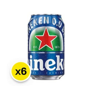 Heineken 0.0 Non-Alcoholic Malt Drink 330 ml. Pack 6.ไฮเนเก้น 0.0 เครื่องดื่มมอลต์ไม่มีแอลกอฮอล์ 330