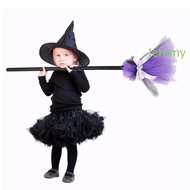 JEREMY1 Halloween Witch Broom, Simulation Dismountable Witch Broomstick, Witch Sweeper Silk Purple/O