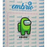 HIJAU AM-008 PATCH EMBROIDERY AMONG US LIGHT GREEN LIGHT GREEN SHADOW 2 COLORS - 4x6cm - EMBRIO PATC