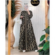 Baju Gamis Batik Wanita Modern Kombinasi Polos Pekalongan Jumbo