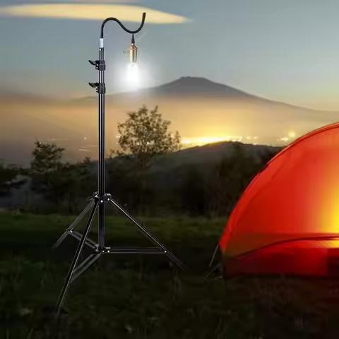 2m Campinglight Stand Folding Telescoping Tripod Adjustable Lightweight Aluminium Floor Lamp Holder