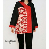 Atasan Blouse Batik Lengan Panjang bahan katun, Gwen Blouse#