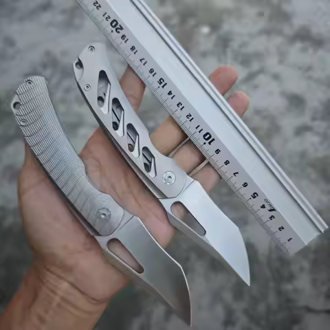 PuddyGo Shrike-Inspired Folding Knife | TC4 Titanium CNC-Machined Handle | VG-10 Blade Steel | 61+ H