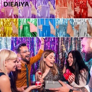 DIEAIYA Foil Fringe Curtains, 2M Background Decoration Foil Fringe Tinsel Curtain, Decor Colorful Sh