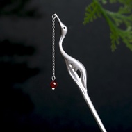 WHX [Crane] Crane 925 Silver Hairpin Chinese Style Hairpin Antique Hairpin Simple Hairpin New Chines