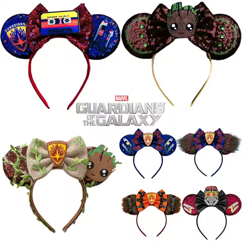 Disney Guardians of The Galaxy Hair Accessories Women Marvel Groot Emblem Rocket Raccoon Ears Headba