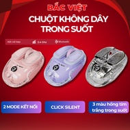 Wireless Mouse 2 Modes Connecting USB 2.4Ghz and Bluetooth Q9 4800DPI, Cute Compact Transparent 12 M