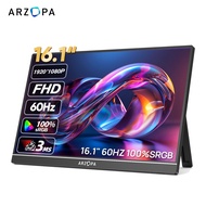 ARZOPA 16.1'' 100% sRGB Portable Monitor FHD1080P IPS Screen Second Monitor External Screen for MAC 