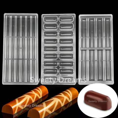 3D Cylinder Stick Polycarbonate Chocolate Bar Moulds Form for Bakery Baking Mold Pastry Candy Cake T