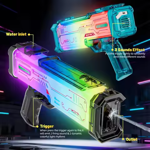 Kids Electric Water Gun with Dynamic Colorful Lights and Sound Effect Children Automatic Water Blast