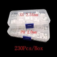 230Pcs/Box PH 2.0 / XH 2.54 2 3 4 5 Pin 2.0mm / 2.54mm Pitch Terminal Kit Male Female Plug Housing P