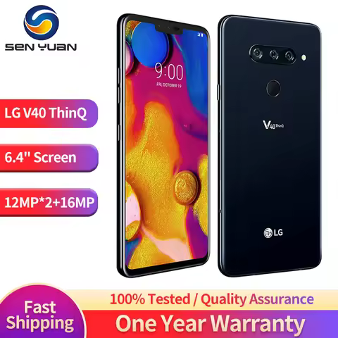 Original LG V40 ThinQ 4G LTE Mobile Phone 6.4'' 6GB RAM 64GB/128GB ROM 16MP Single/Dual SIM Fingerpr