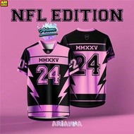 Arianna【Free Custom Name & Number】2025 NFL Edition Jersey Baju Tshirt Lelaki Lengan Pendek Retro Col