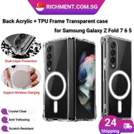 【 SG SELLER 】FOLD7 Case Thin Slim Transparent Clear Protective Cover Magnetic Case for Samsung Z Fol