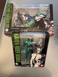 坑口交收減$50 - [人車合售] BANDAI SHF 幪面超人W 疾風皇牌 + 專屬電單車 HardBoilder 套裝 假面騎士 W CycloneJoker Machine Hardboild