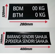 1 PCS  BDM BTM Sticker / Barang2 Sendiri sahaja /PVC Sticker cutout / Sticker puspakom / Sticker Com