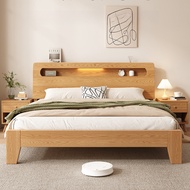 Solid Wood Bed, Simple And Modern, 1.8-meter Double Bed, 1.5-meter Oak Storage, Rental Room, Single 