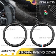 [FACTORY PRICE] Perodua Carbon Fiber Leather Steering Cover Penutup Stereng No Smell Ativa Myvi Alza Bezza Axia Aruz Accessories Bodykit Gear Up Aksesori Kereta 2022 Car Accessories 2021 2020 2019 2018