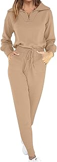 Women's Two Piece Outfits Sweater Sets Knit Pullover Tops and Casual Pants Tracksuit Matching Sets L