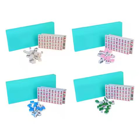 Portable Chinese Mini Mahjong Game Set, Tiles Game Traditional Mahjong Set for Travel Party