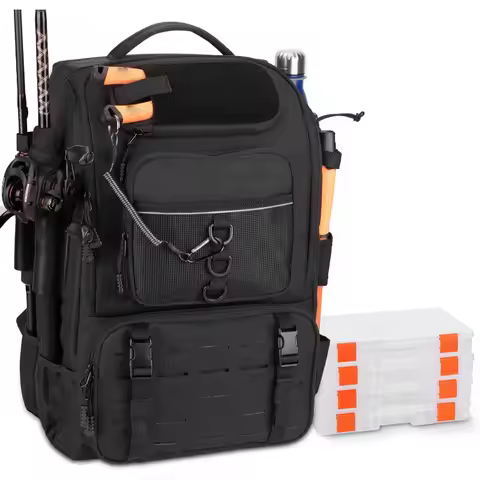 40L Fishing Backpack with Rod Holders Fish Tackle Rucksack Lure Organizer Storage Bag Outdoor Hiking