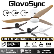 [FREE INSTALLATION]GlovoSync Smart Ceiling Fan DC Motor Ceiling Fan With Led Light 46"/52" Tri-Color LED Light Remote Control Ceiling Light