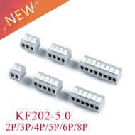 10PCS KF202 5.0 2P ~ 8Pin PCB SPRING TERMINAL BLOCKS DG202 5.0mm 2p 3p 4p 5p 6p 8p 12A 300V PCB Term