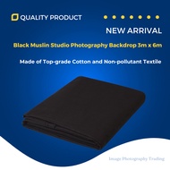 Black Muslin Studio Photography Backdrop 3m x 6m