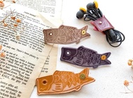 客製化禮物 日本鯉魚耳筒集線器 皮革捲線器 電線收納 新年禮物