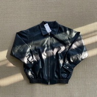 E1UC Retro BEAMS Loose American Lambskin Lapel Zipper Motorcycle Leather Jacket