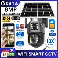 VISTA 4K 8MP Solar CCTV Wireless Camera 4G SIM Card CCTV Outdoor WIFI Solar Camera Dual Lens Waterpr