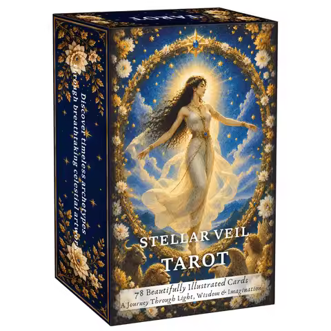 78 Tarot Cards, 13x8 Cm, Stellar Veil Tarot Deck, Paper Manual, Symbolic Designs, Unique Tarot Exper