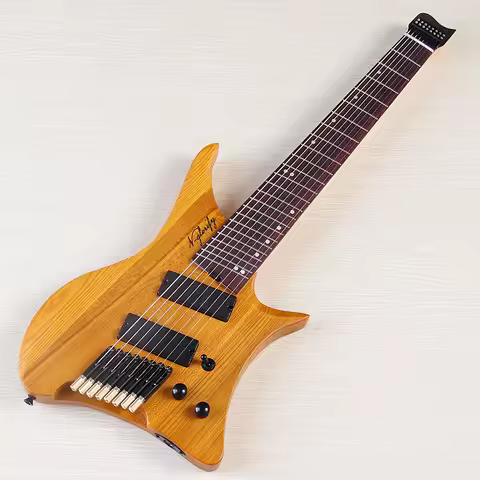 8 String Headless Electric Guitar 30 Inch Fanned Fret Solid Ashwood Body 686MM Scale Matte Mini Guit