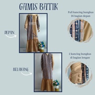 Gamis Motif batik kombinasi polosan 2 look