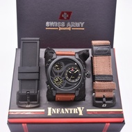 Jam tangan pria swiss army infantry paket tali