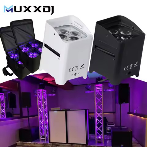MUXXDJ Smart DJ S4 LED Uplight Battery Wireless DMX 4x18w RGBWA UV APP IR Remote for Wedding Party E