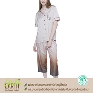 Wacoal Sleepwear ชุดนอนแขนสั้น คอฮาวาย กางเกงขา 4 ส่วน รุ่น WN7E45