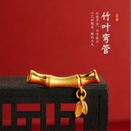 Diy charm gold 916 Bamboo Elbow /Frosted Bamboo Newspaper Peace Step Rise DIY Bracelet emas 916