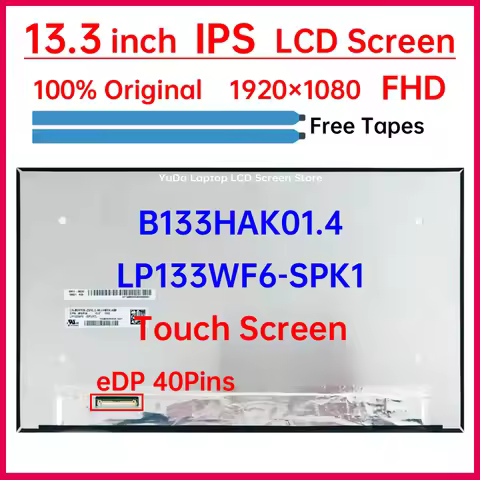 13.3" Laptop LCD Touch Screen B133HAK01.4 LP133WF6-SPK1 For Dell Latitude 7380 7390 Display Matrix P