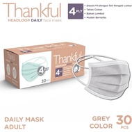 Thankful Face Mask Adult Headloop Daily 30s - Grey .