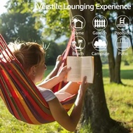 Hammock Single Canvas-Buai Outdoor Camping Indoor Use Striped Swing Thickened Durable Free Ropes Gif