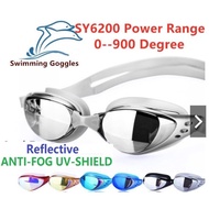 Reflective Optical Swimming goggles Prescription Power Degree Anti fog UV shield Swimming goggles