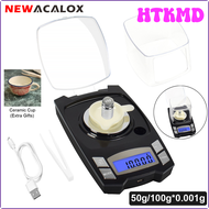 HTKMD NEWACALOX 0.001G ตราชั่งอัญมณี LCD ดิจิตอลชาร์จ USB อิเล็กทรอนิกส์เครื่องชั่งน้ำหนักสูง100G/50G สำหรับยา/อาหาร/ผง HSEHW