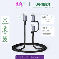 Ugreen 60329 Type-C to C 100w 2 in 1 Fast Charging Cable, Type-C to L For lP max 60w