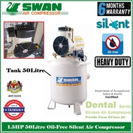 SWAN DR 1.5HP 50Litre Oil-Free Silent Air Compressor (JKKP Certified) - DR-115-50L - Made in Taiwan - 6 Months Warranty