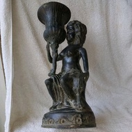 Vintage Statue Display Brass Pot CarryingWanita